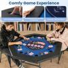 Giantex 48″ Poker Table Foldable – 8 Player Octagon Texas Holdem Poker Tables w/ 8 Cup Holders, Casino-Grade Felt Surface, Padded Rails, Portable Folding Card Game Table for Blackjack (Green+Black)(Blue+black)