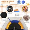 Giantex 48″ Toddler Trampoline With Safety Enclosure Net, Seamless Design for Kids Aged 3-6, Indoor Outdoor Mini Small Birthday Gift for Boys Girls(Orange/Blue)
