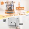 Giantex 48″ Toddler Trampoline With Safety Enclosure Net, Seamless Design for Kids Aged 3-6, Indoor Outdoor Mini Small Birthday Gift for Boys Girls(Orange/Blue)