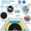 Giantex 48″ Toddler Trampoline With Safety Enclosure Net, Seamless Design for Kids Aged 3-6, Indoor Outdoor Mini Small Birthday Gift for Boys Girls(Yellow/Blue)