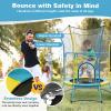 Giantex 48″ Toddler Trampoline With Safety Enclosure Net, Seamless Design for Kids Aged 3-6, Indoor Outdoor Mini Small Birthday Gift for Boys Girls(Yellow/Blue)
