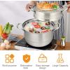 Giantex 4-Layer Stainless Steel Steamer Pot for Cooking Soup and Steaming Food Steam Pot with with Tempered Glass Lid, 2 Steaming Septa on Gas, Electric, Grill Stove (Silver)