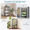 Giantex 4-Tier Foldable Storage Shelf, Collapsible Shelving Unit Display with Lockable Wheels, Heavy-Duty Metal Storage Organizer, Folding Storage Rack for Tool Room, Garage, Kitchen, Living Room (1)(1)