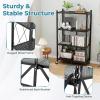 Giantex 4-Tier Foldable Storage Shelf, Collapsible Shelving Unit Display with Lockable Wheels, Heavy-Duty Metal Storage Organizer, Folding Storage Rack for Tool Room, Garage, Kitchen, Living Room (1)(2)