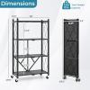 Giantex 4-Tier Foldable Storage Shelf, Collapsible Shelving Unit Display with Lockable Wheels, Heavy-Duty Metal Storage Organizer, Folding Storage Rack for Tool Room, Garage, Kitchen, Living Room (1)(1)