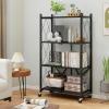 Giantex 4-Tier Foldable Storage Shelf, Collapsible Shelving Unit Display with Lockable Wheels, Heavy-Duty Metal Storage Organizer, Folding Storage Rack for Tool Room, Garage, Kitchen, Living Room (1)(1)