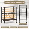 Giantex 4-Tier Folding Storage Shelf of 2, Collapsible Shelving Unit with Lockable Wheels & Adjustable Shelf, Heavy-Duty Organizer on Wheels, Storage Rack for Tool Room, Garage, Kitchen(1)