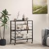 Giantex 4-Tier Folding Storage Shelf of 2, Collapsible Shelving Unit with Lockable Wheels & Adjustable Shelf, Heavy-Duty Organizer on Wheels, Storage Rack for Tool Room, Garage, Kitchen(1)