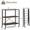 Giantex 4-Tier Folding Storage Shelf of 2, Collapsible Shelving Unit with Lockable Wheels & Adjustable Shelf, Heavy-Duty Organizer on Wheels, Storage Rack for Tool Room, Garage, Kitchen(2)
