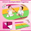 Giantex 4’x10’x 2″ Gymnastics Mat, 4-Panel Folding Aerobics Exercise Mat w/Hook & Loop Fastener, Carrying Handle, Portable Tumbling Mat for Stretching Yoga Cheerleading Martial Arts(Green/Yellow/Pink)