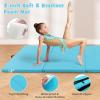 Giantex 4’x10’x 2″ Gymnastics Mat, 4-Panel Folding Aerobics Exercise Mat w/Hook & Loop Fastener, Carrying Handle, Portable Tumbling Mat for Stretching Yoga Cheerleading Martial Arts(Light Blue)