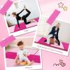Giantex 4’x10’x 2″ Gymnastics Mat, 4-Panel Folding Aerobics Exercise Mat w/Hook & Loop Fastener, Carrying Handle, Portable Tumbling Mat for Stretching Yoga Cheerleading Martial Arts(Light Pink/Pink)