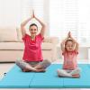 Giantex 4’x10’x 2″ Gymnastics Mat, 4-Panel Folding Aerobics Exercise Mat w/Hook & Loop Fastener, Carrying Handle, Portable Tumbling Mat for Stretching Yoga Cheerleading Martial Arts(Light Blue)