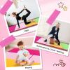 Giantex 4’x10’x 2″ Gymnastics Mat, 4-Panel Folding Aerobics Exercise Mat w/Hook & Loop Fastener, Carrying Handle, Portable Tumbling Mat for Stretching Yoga Cheerleading Martial Arts(Green/Yellow/Pink)