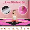 Giantex 4’x10’x 2″ Gymnastics Mat, 4-Panel Folding Aerobics Exercise Mat w/Hook & Loop Fastener, Carrying Handle, Portable Tumbling Mat for Stretching Yoga Cheerleading Martial Arts(Black/Rose)