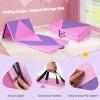 Giantex 4’x10’x 2″ Gymnastics Mat, 4-Panel Folding Aerobics Exercise Mat w/Hook & Loop Fastener, Carrying Handle, Portable Tumbling Mat for Stretching Yoga Cheerleading Martial Arts(Pink/Purple)