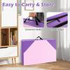 Giantex 4’x10’x 2″ Gymnastics Mat, 4-Panel Folding Aerobics Exercise Mat w/Hook & Loop Fastener, Carrying Handle, Portable Tumbling Mat for Stretching Yoga Cheerleading Martial Arts(Purple/Baby Pink)