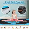 Giantex 4’x10’x 2″ Gymnastics Mat, 4-Panel Folding Aerobics Exercise Mat w/Hook & Loop Fastener, Carrying Handle, Portable Tumbling Mat for Stretching Yoga Cheerleading Martial Arts(Black/Blue)
