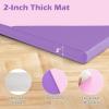 Giantex 4’x10’x 2″ Gymnastics Mat, 4-Panel Folding Aerobics Exercise Mat w/Hook & Loop Fastener, Carrying Handle, Portable Tumbling Mat for Stretching Yoga Cheerleading Martial Arts(Purple/Baby Pink)