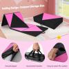 Giantex 4’x10’x 2″ Gymnastics Mat, 4-Panel Folding Aerobics Exercise Mat w/Hook & Loop Fastener, Carrying Handle, Portable Tumbling Mat for Stretching Yoga Cheerleading Martial Arts(Black/Rose)