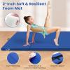 Giantex 4’x10’x 2″ Gymnastics Mat, 4-Panel Folding Aerobics Exercise Mat w/Hook & Loop Fastener, Carrying Handle, Portable Tumbling Mat for Stretching Yoga Cheerleading Martial Arts(Blue)