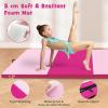 Giantex 4’x10’x 2″ Gymnastics Mat, 4-Panel Folding Aerobics Exercise Mat w/Hook & Loop Fastener, Carrying Handle, Portable Tumbling Mat for Stretching Yoga Cheerleading Martial Arts(Light Pink/Pink)