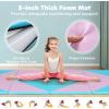 Giantex 4’x10’x 2″ Gymnastics Mat, 4-Panel Folding Aerobics Exercise Mat w/Hook & Loop Fastener, Carrying Handle, Portable Tumbling Mat for Stretching Yoga Cheerleading Martial Arts(Pink/Light Blue)
