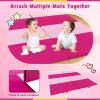 Giantex 4’x10’x 2″ Gymnastics Mat, 4-Panel Folding Aerobics Exercise Mat w/Hook & Loop Fastener, Carrying Handle, Portable Tumbling Mat for Stretching Yoga Cheerleading Martial Arts(Light Pink/Pink)