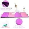 Giantex 4’x10’x 2″ Gymnastics Mat, 4-Panel Folding Aerobics Exercise Mat w/Hook & Loop Fastener, Carrying Handle, Portable Tumbling Mat for Stretching Yoga Cheerleading Martial Arts(Purple/Pink)