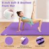 Giantex 4’x10’x 2″ Gymnastics Mat, 4-Panel Folding Aerobics Exercise Mat w/Hook & Loop Fastener, Carrying Handle, Portable Tumbling Mat for Stretching Yoga Cheerleading Martial Arts(Purple)