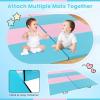 Giantex 4’x10’x 2″ Gymnastics Mat, 4-Panel Folding Aerobics Exercise Mat w/Hook & Loop Fastener, Carrying Handle, Portable Tumbling Mat for Stretching Yoga Cheerleading Martial Arts(Blue/Pink)