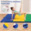 Giantex 4’x10’x 2″ Gymnastics Mat, 4-Panel Folding Aerobics Exercise Mat w/Hook & Loop Fastener, Carrying Handle, Portable Tumbling Mat for Stretching Yoga Cheerleading Martial Arts(Rainbow)