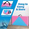 Giantex 4’x8′ Gymnastics Mat, 2″ Thick Folding Tumbling Mat with Carrying Handles, Foldable Gym Mat with Hook and Loop Fastener, Cheer Mats for Kids Adults Home Exercise Aerobics Fitness(Rose/Blue)