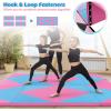 Giantex 4’x8′ Gymnastics Mat, 2″ Thick Folding Tumbling Mat with Carrying Handles, Foldable Gym Mat with Hook and Loop Fastener, Cheer Mats for Kids Adults Home Exercise Aerobics Fitness(Rose/Blue)