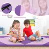 Giantex 4’x8′ Gymnastics Mat, 2″ Thick Folding Tumbling Mat with Carrying Handles, Foldable Gym Mat with Hook and Loop Fastener, Cheer Mats for Kids Adults Home Exercise Aerobics Fitness(Light Pink/Purple)