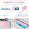 Giantex 4’x8′ Gymnastics Mat, 2″ Thick Folding Tumbling Mat with Carrying Handles, Foldable Gym Mat with Hook and Loop Fastener, Cheer Mats for Kids Adults Home Exercise Aerobics Fitness(Blue/Pink)