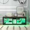 Giantex 55″ LED Light TV Stand – Media Console for TVs up to 65 inches, Entertainment Center with 22 Dynamic Light Mode, Adjustable Tempered Glass Shelves, Storage Cubes, Remote Control TV Console