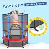 Giantex 55” Mini Kids Trampoline With Safety Enclosure Net, ASTM Approved, No-Gap Safe Design, Easy to Assemble 4.6 Ft Outdoor Indoor Small Toddler(Blue/Red)