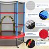 Giantex 55” Mini Kids Trampoline With Safety Enclosure Net, ASTM Approved, No-Gap Safe Design, Easy to Assemble 4.6 Ft Outdoor Indoor Small Toddler(Blue/Red)