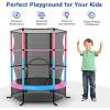 Giantex 55” Mini Kids Trampoline With Safety Enclosure Net, ASTM Approved, No-Gap Safe Design, Easy to Assemble 4.6 Ft Outdoor Indoor Small Toddler(Pink+Blue)