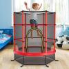 Giantex 55” Mini Kids Trampoline With Safety Enclosure Net, ASTM Approved, No-Gap Safe Design, Easy to Assemble 4.6 Ft Outdoor Indoor Small Toddler(Red)