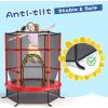 Giantex 55” Mini Kids Trampoline With Safety Enclosure Net, ASTM Approved, No-Gap Safe Design, Easy to Assemble 4.6 Ft Outdoor Indoor Small Toddler(Red)