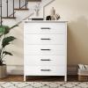 Giantex 5-Drawer Dresser for Bedroom, 41.5″ Storage Cabinet with 5 Drawers, Anti-Tip Kit, Multipurpose Clothes Organizer, Chest of Drawers for Closet, Nursery, Entryway Storage Floor Cabinet, Black(White)