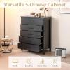 Giantex 5-Drawer Dresser for Bedroom, 41.5″ Storage Cabinet with 5 Drawers, Anti-Tip Kit, Multipurpose Clothes Organizer, Chest of Drawers for Closet, Nursery, Entryway Storage Floor Cabinet, Black(Black)