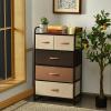 Giantex 5-Drawer Fabric Dresser for Bedroom – 39″ Tall Storage Tower w/Foldable Drawers & Open Shelves, Metal Frame, Storage Drawers Unit, Chest of Drawers for Entryway Closet Storage Cabinet (Gray)(Cream)