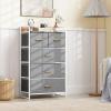 Giantex 5-Drawer Fabric Dresser for Bedroom – 39″ Tall Storage Tower w/Foldable Drawers & Open Shelves, Metal Frame, Storage Drawers Unit, Chest of Drawers for Entryway Closet Storage Cabinet (Gray)(Grey)