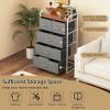 Giantex 5-Drawer Fabric Dresser for Bedroom – 39″ Tall Storage Tower w/Foldable Drawers & Open Shelves, Metal Frame, Storage Drawers Unit, Chest of Drawers for Entryway Closet Storage Cabinet (Gray)(Grey)