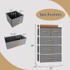 Giantex 5-Drawer Fabric Dresser for Bedroom – 39″ Tall Storage Tower w/Foldable Drawers & Open Shelves, Metal Frame, Storage Drawers Unit, Chest of Drawers for Entryway Closet Storage Cabinet (Gray)(Grey)