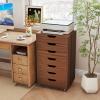Giantex 5-Drawer Storage Cabinet, Mobile Lateral File Cabinet with Drawers, Wheels, Rolling Chest of Drawers, 19.5″ x 16″ x 25.5″ for Office Under Desk Living Room, Study(Walnut)