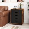 Giantex 5-Drawer Storage Cabinet, Mobile Lateral File Cabinet with Drawers, Wheels, Rolling Chest of Drawers, 19.5″ x 16″ x 25.5″ for Office Under Desk Living Room, Study(Rustic Brown+black)